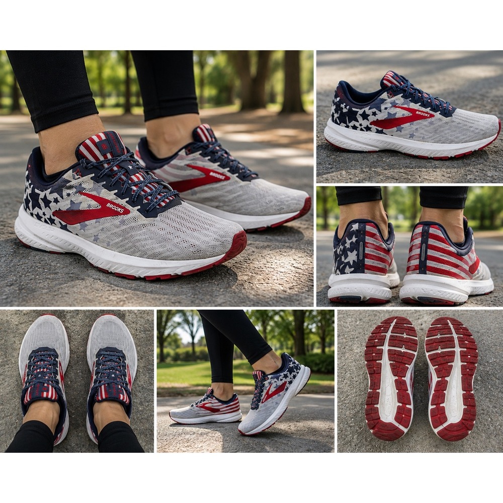 Brooks Launch 6 Patriotic USA Stars and Stripes Running Shoes Red White Blu